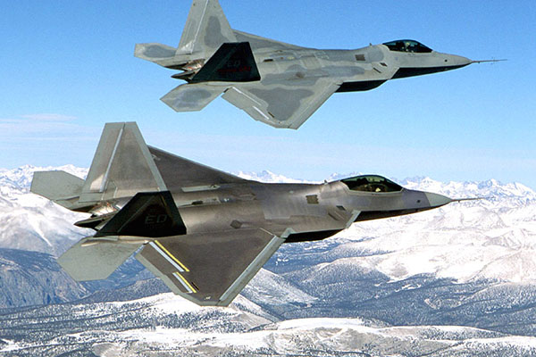 FILE PHOTO -- The F-22 is an air-superiority fighter with improved capability over current Air Force aircraft. From the inception of the battle, the F-22's primary objective will be to establish air superiority through the conduct of counter air operations. The F-22 also has an inherent air-to-surface capability. A combination of improved sensor capability, improved situational awareness, and improved weapons provides first-kill opportunity against the threat. (U.S. Air Force photo)